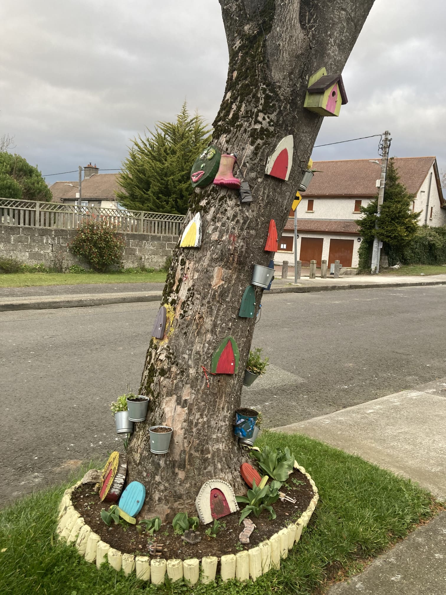 幹に小さな扉が並ぶフェアリーツリー