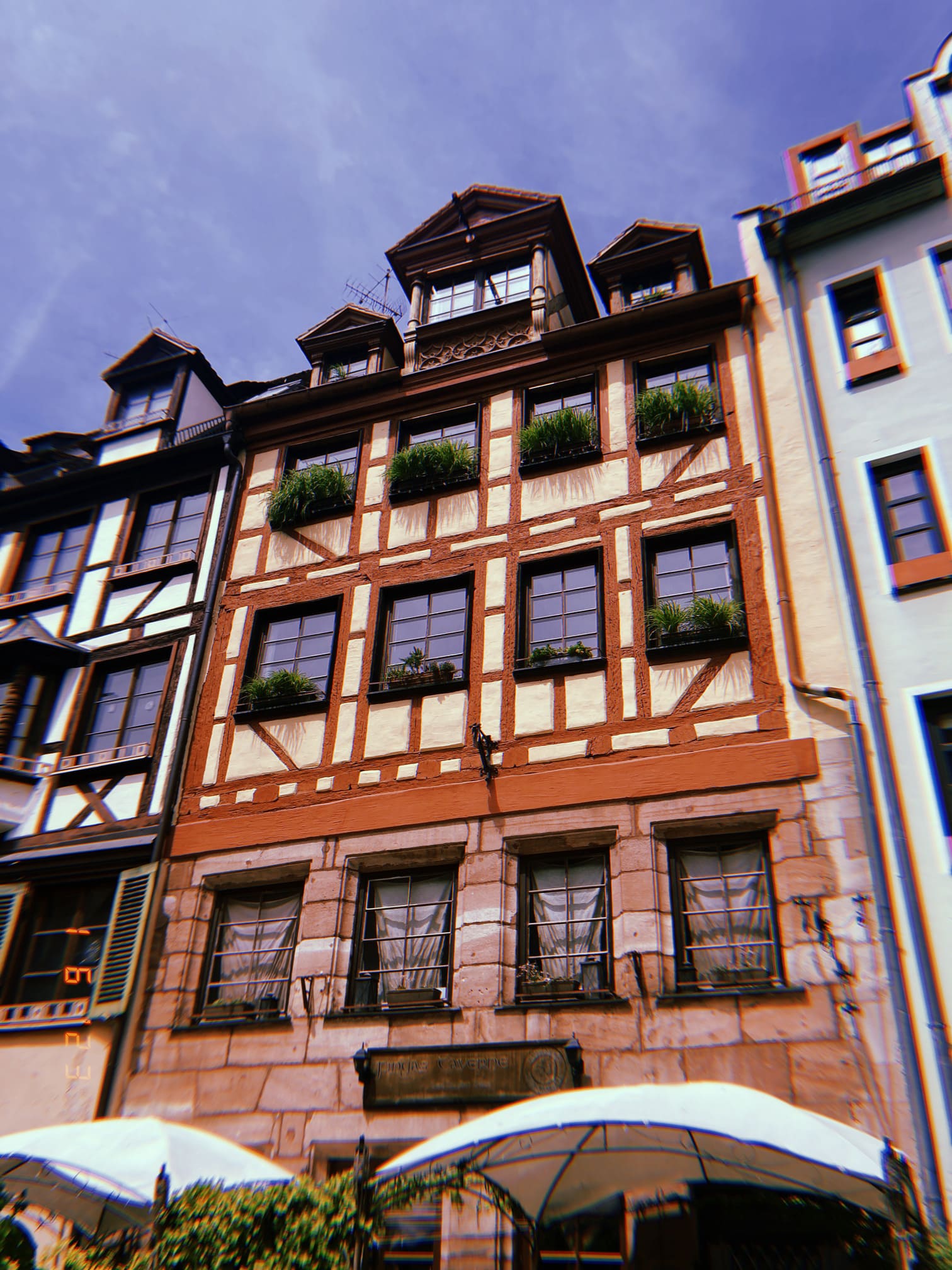 ドイツの伝統的な木組みの家の外観